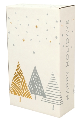 Wijndozen Happy Holidays Wit voor 2 fles 19x9.5x33cm 10stuks