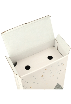 Wijndozen Happy Holodays Wit voor 2 fles 19x9.5x33cm 10stuks