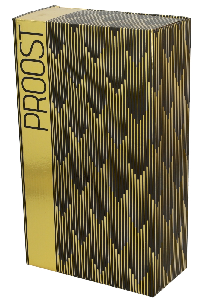 Wijndozen Proost Goud Zwart voor 2 fles 19x9.5x33cm 10stuks