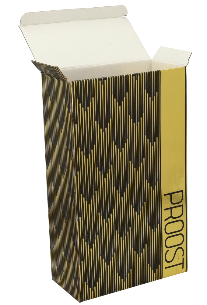 Wijndozen Proost Goud Zwart voor 2 fles 19x9.5x33cm 10stuks