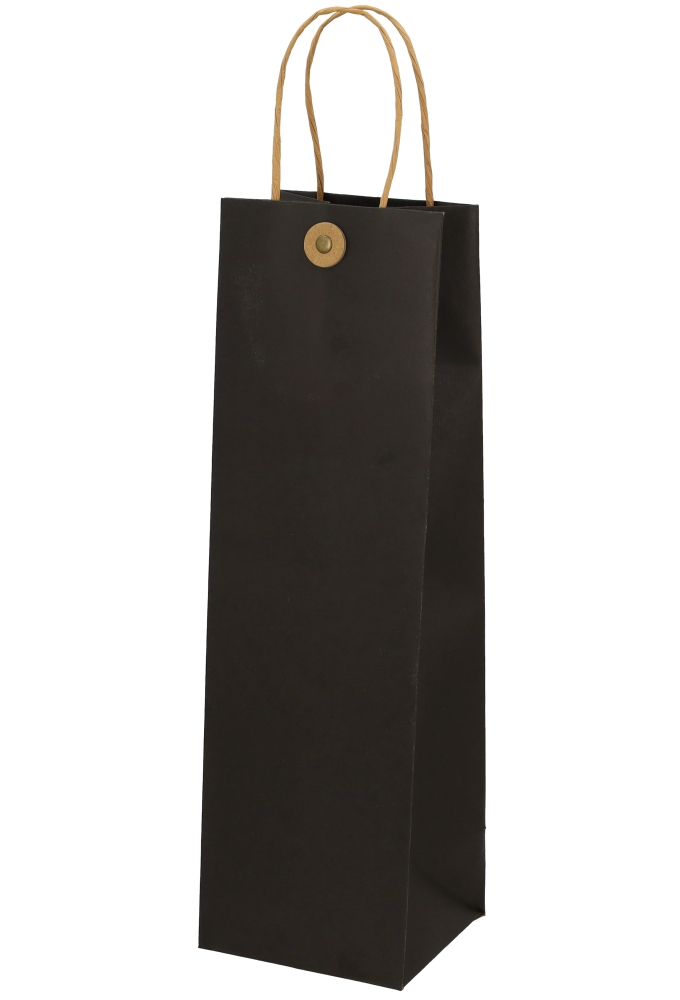 Wijntasjes 1fles Zwart Met Knop & Hengsel 11x10x36m 10stuks
