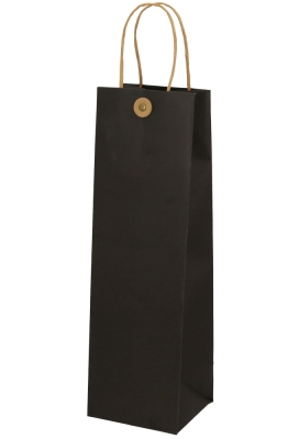 Wijntasjes 1fles Zwart Met Knop & Hengsel 11x10x36m 10stuks