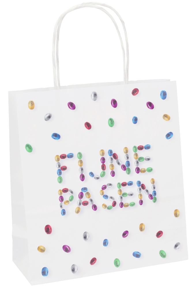 Papieren Draagtas Fijne Pasen Eitjes A5 19x8x21cm 50stuks