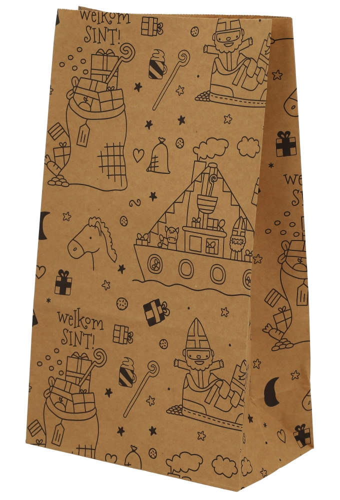 Sintzak Smal Welkom Sinterklaas Kraft 18x10x31cm 50stuks