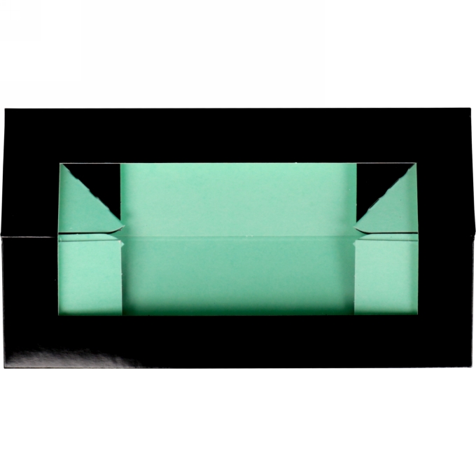 Macarondoosjes Venster Zwart & Mint Groen 16.5x4.7x4.7cm 25stuks