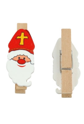 Houten Decoratie Sinterklaas Met Knijper 4x2.5cm 36stuks