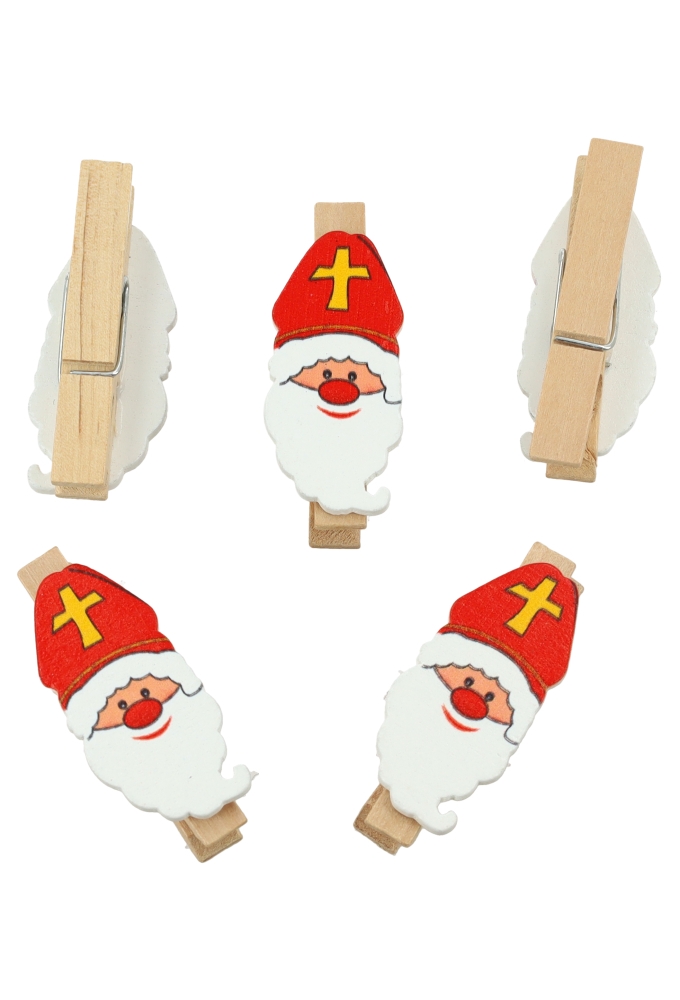 Houten Decoratie Sinterklaas Met Knijper 4x2.5cm 36stuks