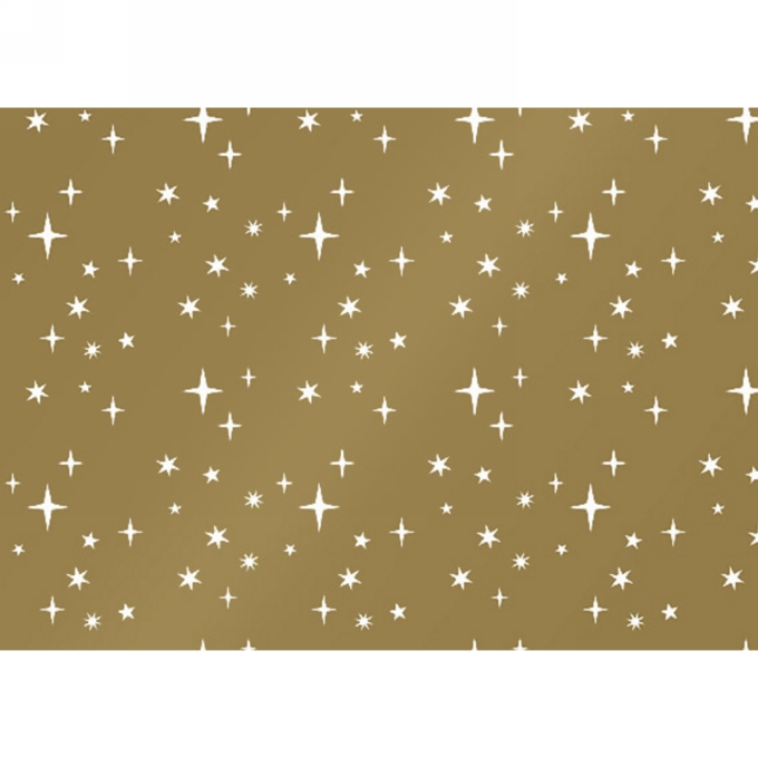 Kerstpapier Sterren Goud & Wit 30 cm x 200meter