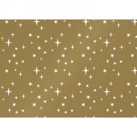 Kerstpapier Sterren Goud & Wit 30 cm x 200meter