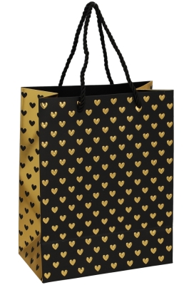 Kadotasjes Liefde Golden Hartjes Black 26x12x32cm 10stuks