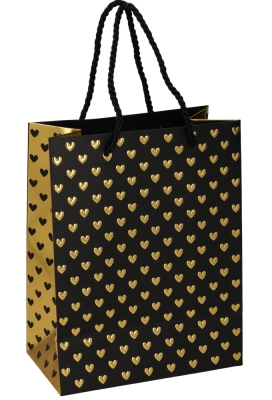 Kadotasjes Liefde Golden Hartjes Black 18x10x23cm 10stuks