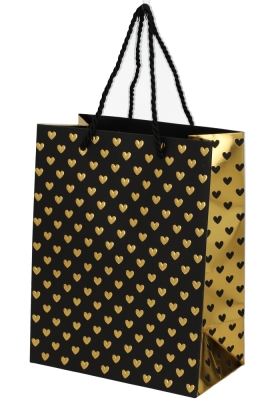 Kadotasjes Liefde Golden Hartjes Black 18x10x23cm 10stuks