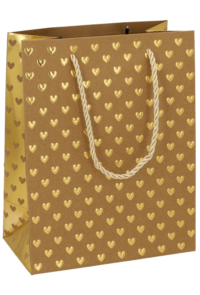 Kadotasjes Liefde Golden Hartjes Kraft 18x10x23cm 10stuks
