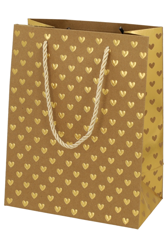 Kadotasjes Liefde Golden Hartjes Kraft 18x10x23cm 10stuks