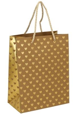 Kadotasjes Liefde Golden Hartjes Kraft 18x10x23cm 10stuks