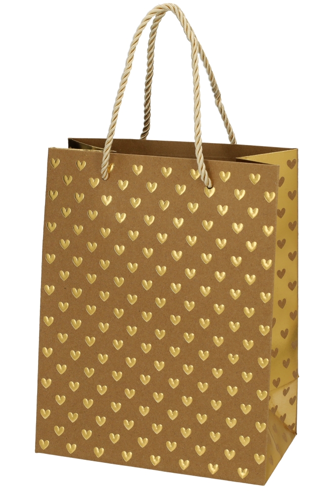 Kadotasjes Liefde Golden Hartjes Kraft 18x10x23cm 10stuks