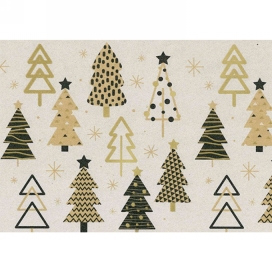 Kerstpapier Trees Black and Gold 50cm x 200meter