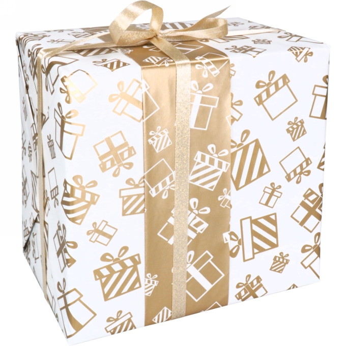 Kadopapier Dubbelzijdig Cadeau Goud Wit 80gram 50cm x 200meter