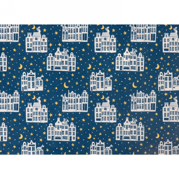 Sintpapier Stille Nacht Blauw Geel 50cm x 200meter 80grm OP IS OP