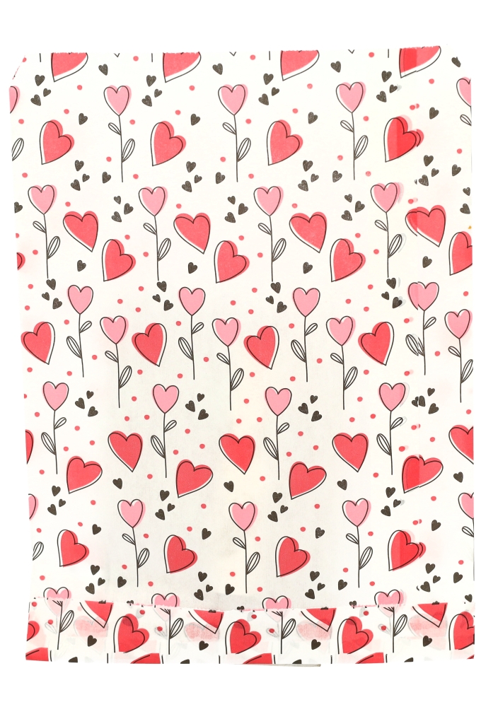 Kadozakjes Wit Flower Hartjes 18x25cm 100 stuks op is op