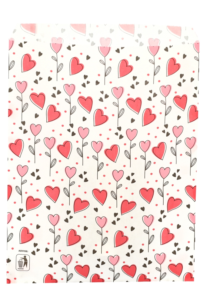 Kadozakjes Wit Flower Hartjes 18x25cm 100 stuks op is op