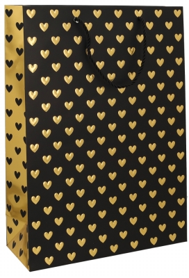 Kadotasjes Liefde Golden Hartjes Black 30x12x42cm 10stuks