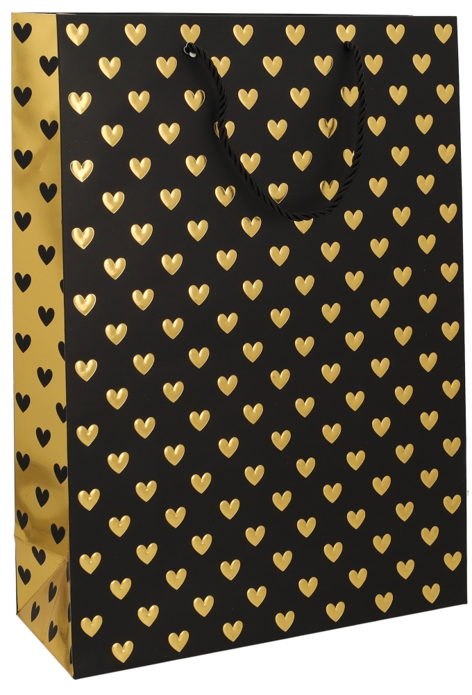 Kadotasjes Liefde Golden Hartjes Black 30x12x42cm 10stuks