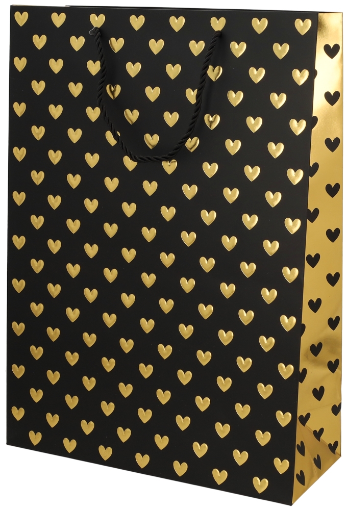 Kadotasjes Liefde Golden Hartjes Black 30x12x42cm 10stuks