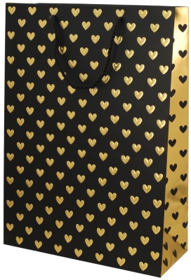 Kadotasjes Liefde Golden Hartjes Black 30x12x42cm 10stuks