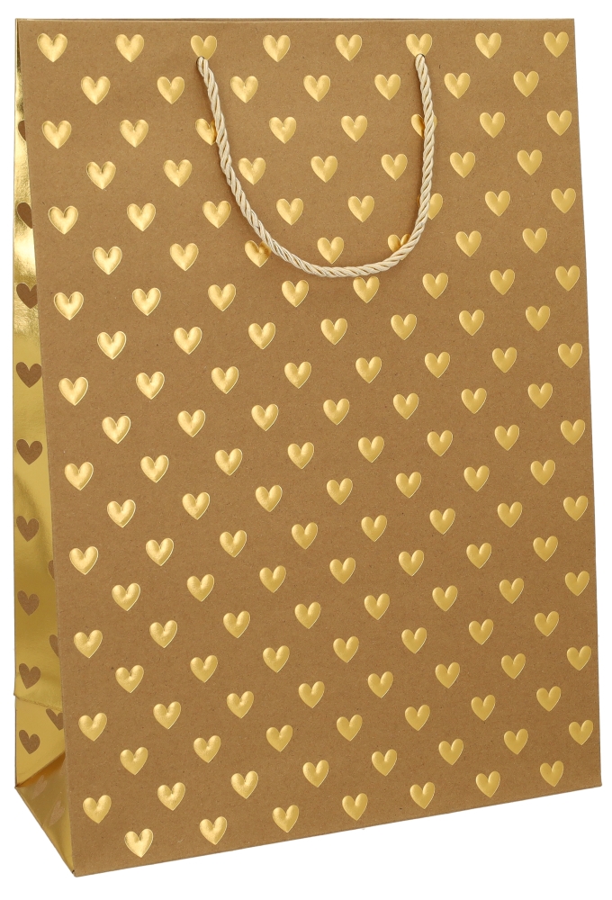 Kadotasjes Liefde Golden Hartjes Kraft 30x12x42cm 10stuks