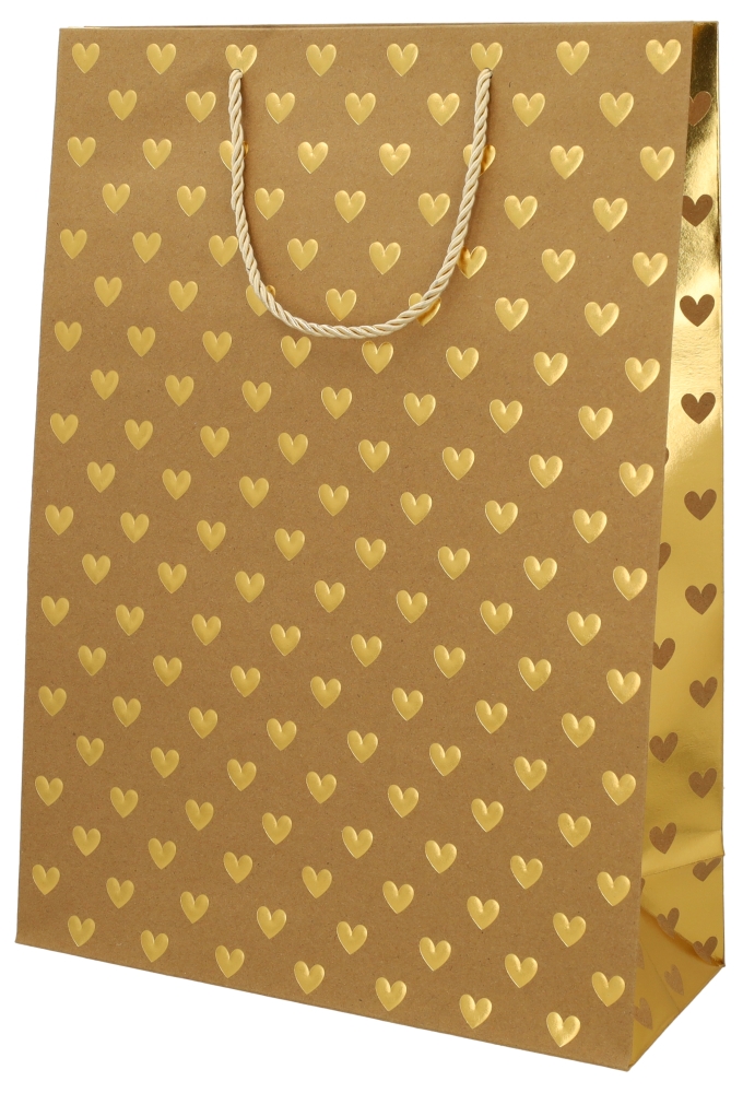 Kadotasjes Liefde Golden Hartjes Kraft 30x12x42cm 10stuks
