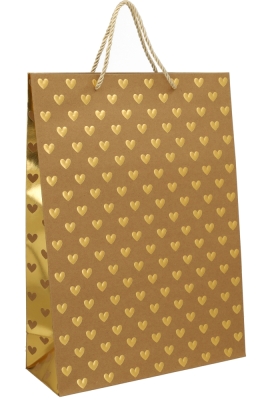 Kadotasjes Liefde Golden Hartjes Kraft 30x12x42cm 10stuks