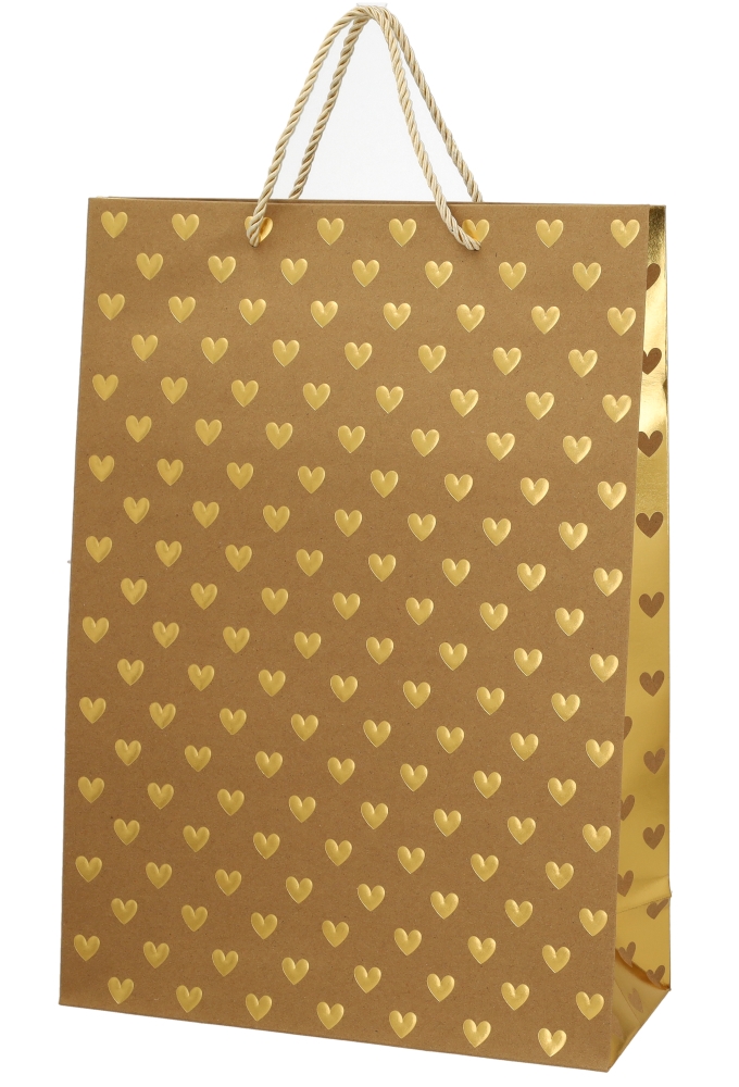 Kadotasjes Liefde Golden Hartjes Kraft 30x12x42cm 10stuks