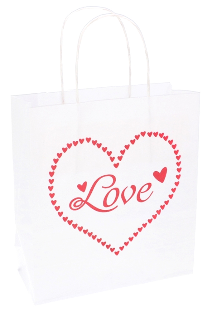 Papieren Draagtas Wit Love Heart A5 19x8x21cm 50stuks