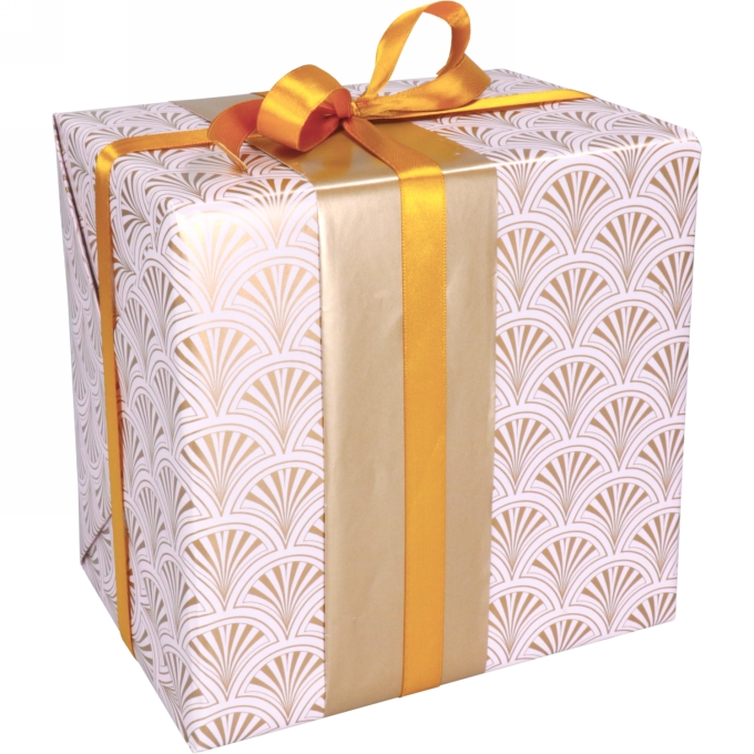 Kadopapier Dubbelzijdig Wave Goud 80gram 30cm x 200meter