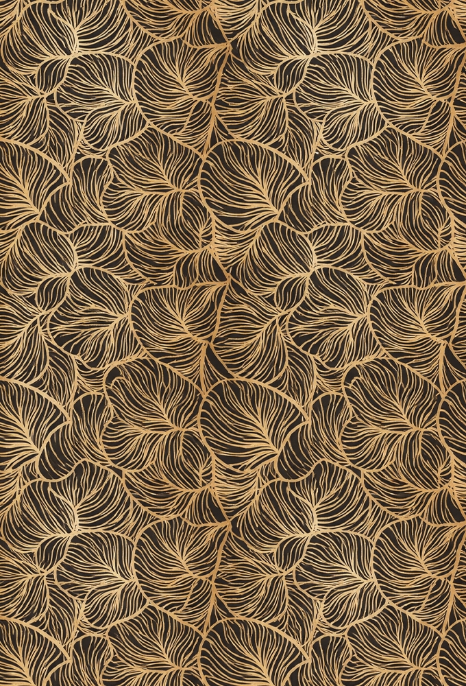 Kadopapier Leafs Zwart Goud 80gram 30cm x 200meter