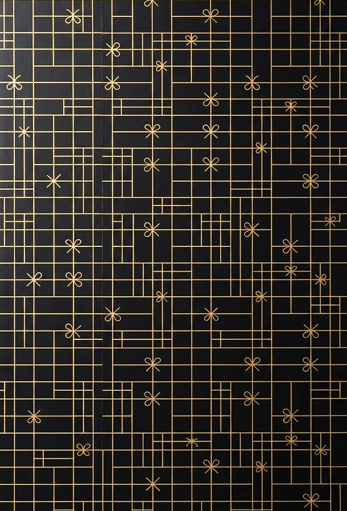 Kadopapier Bows Zwart en Goud 80gram 50cm x 200meter