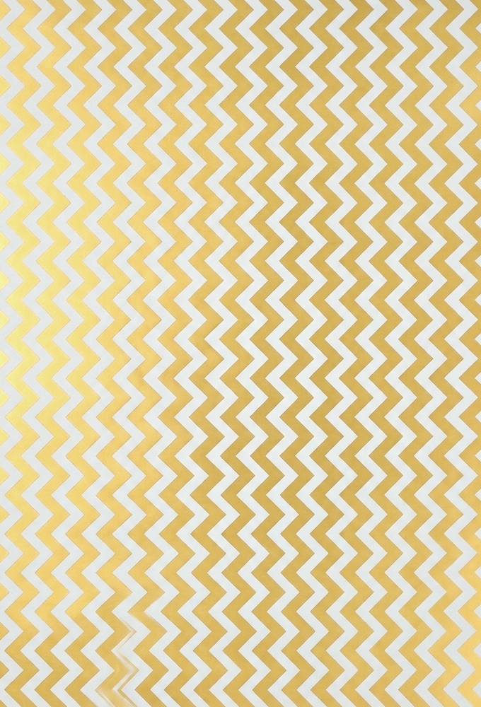 Kadopapier Chevron Wit Goud Metallic 80gram 50cm x 200meter