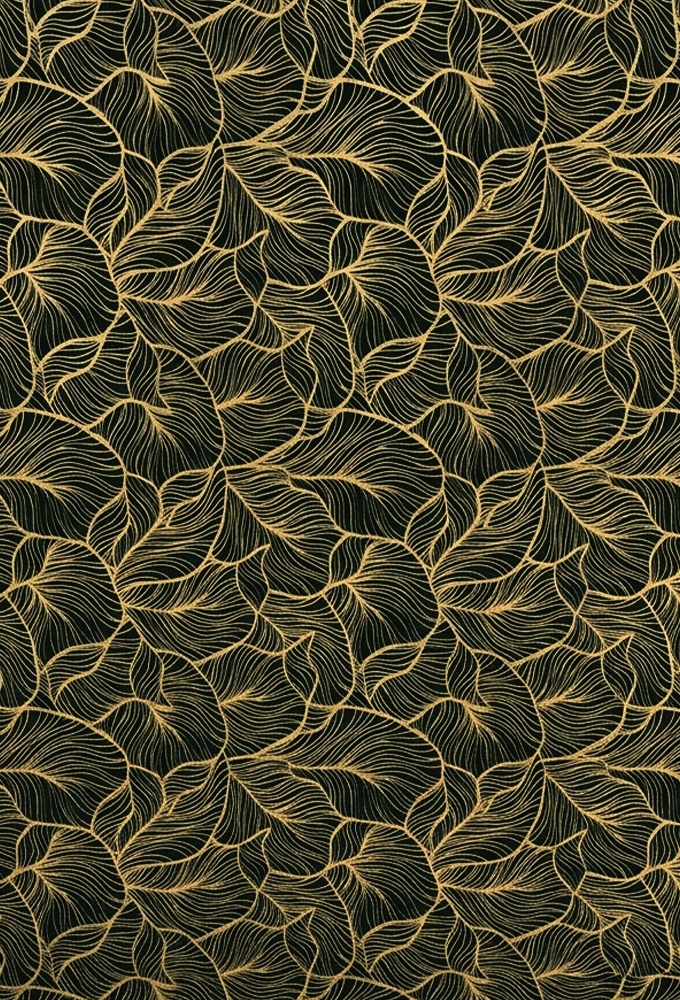 Kadopapier Leafs Zwart Goud 80gram 30cm x 200meter