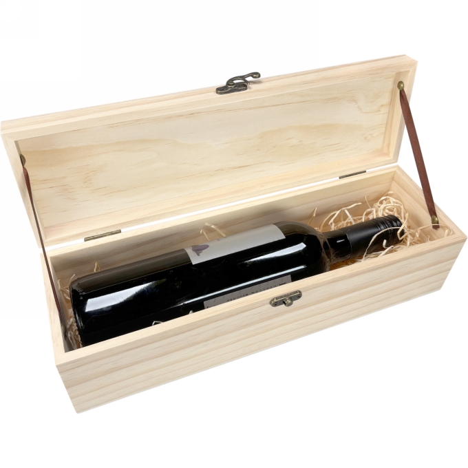 Wijnkist 1 Fles Scharnierkistje 33.5x9.5x10.1cm 1stuks