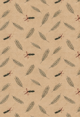 Kerstpapier Kraft Dennetakje 50cm x 200meter