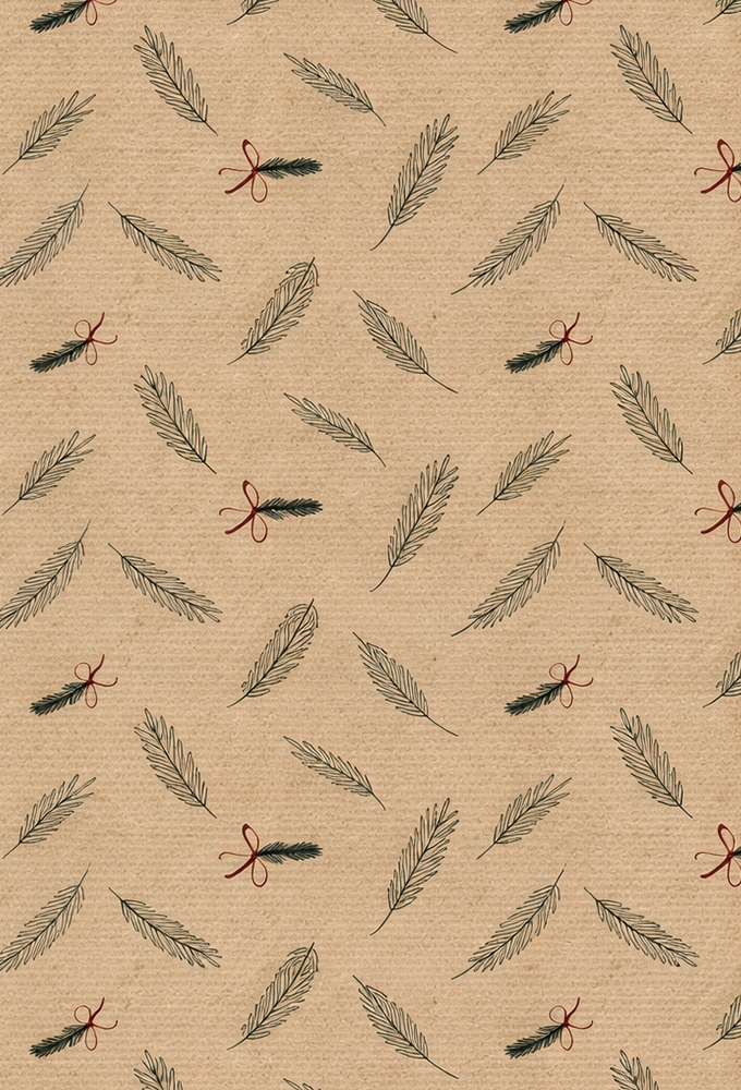 Kerstpapier Kraft Dennetakje 50cm x 200meter