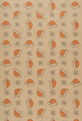 Kerstpapier Kraft Kerstmuts  50cm x 200meter