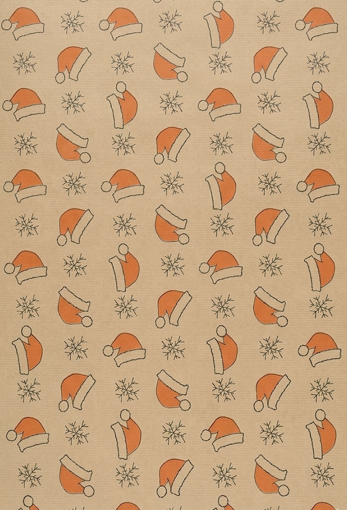 Kerstpapier Kraft Kerstmuts  50cm x 200meter