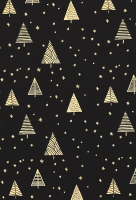 Kerstpapier Under The Stars Black and Gold 50cm x 200meter