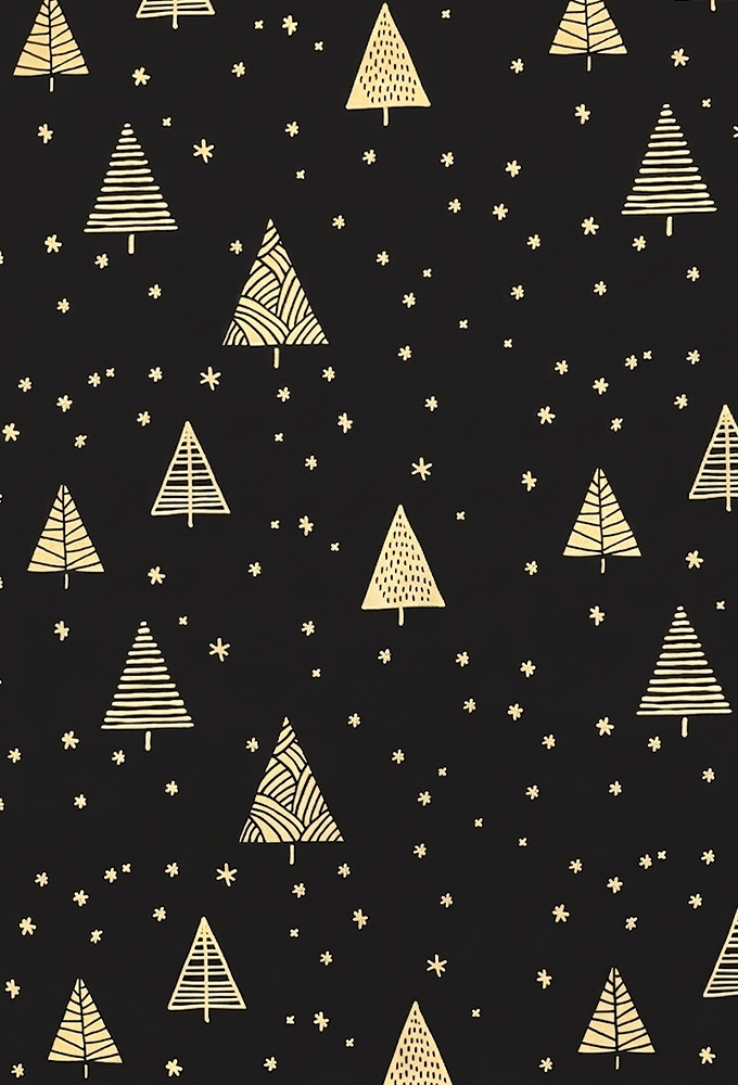 Kerstpapier Under The Stars Black and Gold 50cm x 200meter