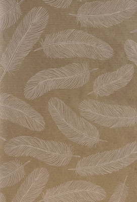 Kraft Bruin Geschenkpapier Veren Wit 65gr 50cm x 200meter