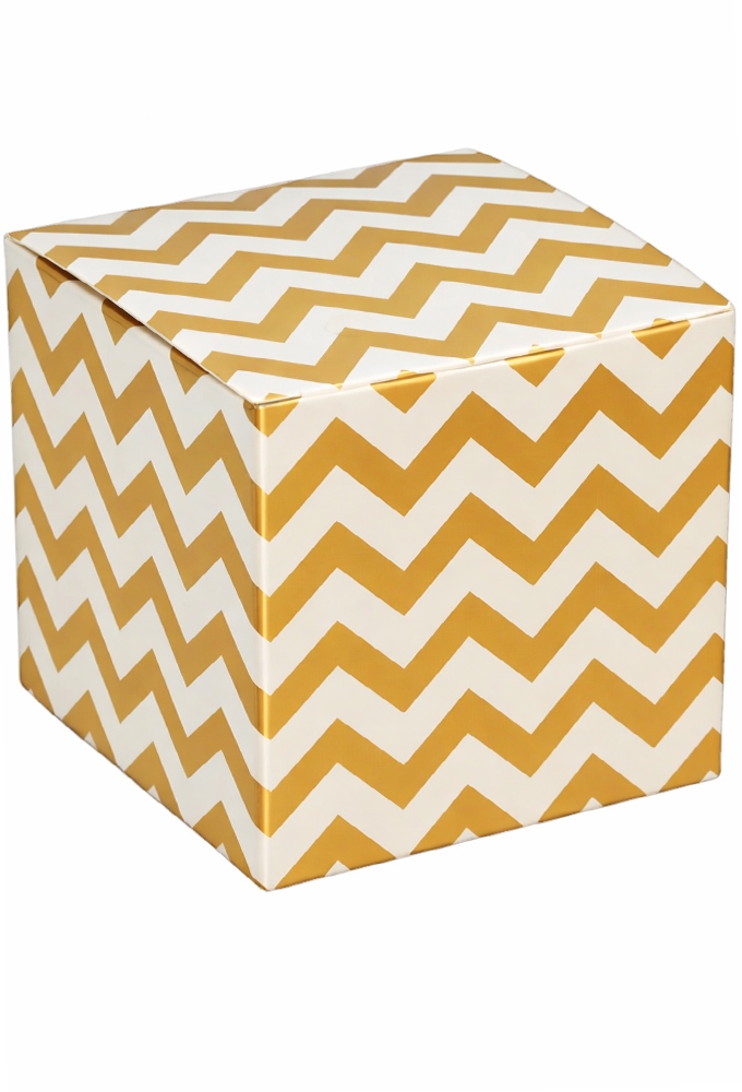 Kubus Geschenkdoosjes Wit Zigzag Goud Metallic 8x8x8cm 25stuks 350gr