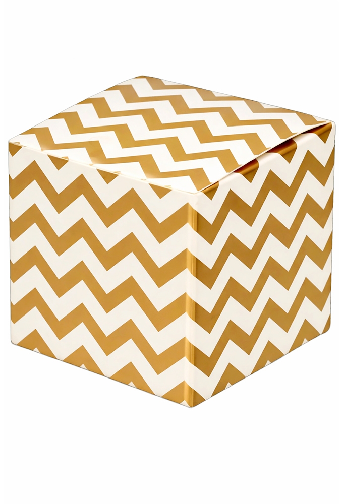 Kubus Geschenkdoosjes Wit Zigzag Goud Metallic 8x8x8cm 25stuks 350gr