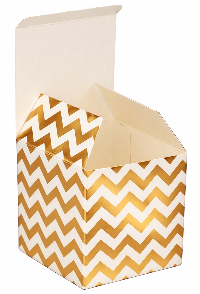 Kubus Geschenkdoosjes Wit Zigzag Goud Metallic 8x8x8cm 25stuks 350gr